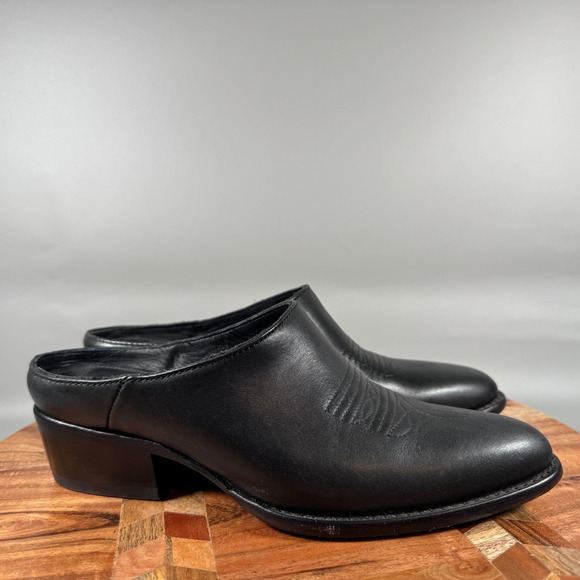 Tecovas Shoes - Tecovas The Sophie Black Leather Western Mules Womens 6 B Pointed Toe Slip On